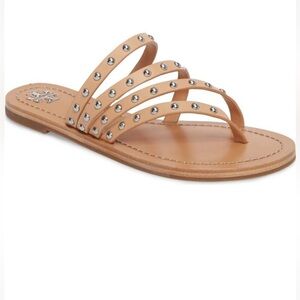 Worn 2x Tory Burch Patos leather studded thong sandals 7